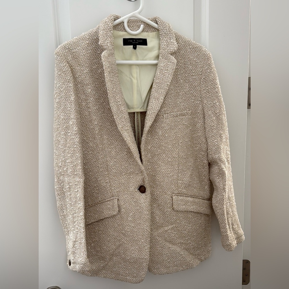 Rag & Bone Ames Deconstructed Textured Cream Blazer